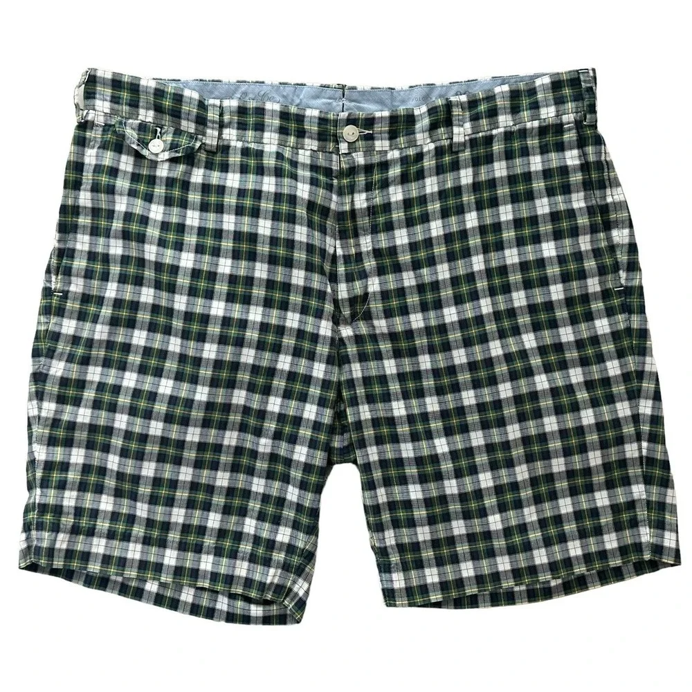 Polo Ralph Lauren Mens Shorts Plaid Navy Green White Slim GI Fit Size 38‎ (40)